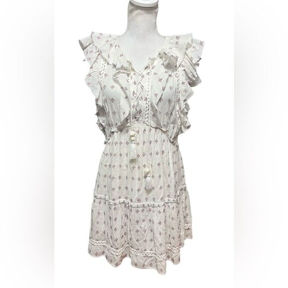 Sea NY Colette A-Line Dress White Ruffled Embroidered Size 6 - Picture 2 of 7